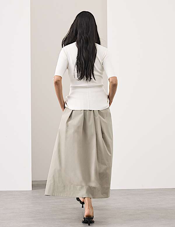 Taffeta Pleated Maxi Skirt - NZ