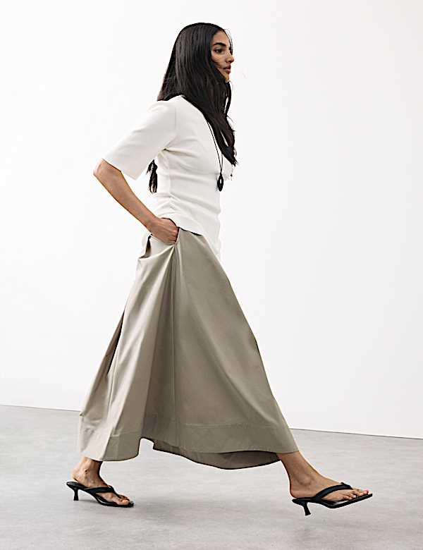Taffeta Pleated Maxi Skirt - NZ