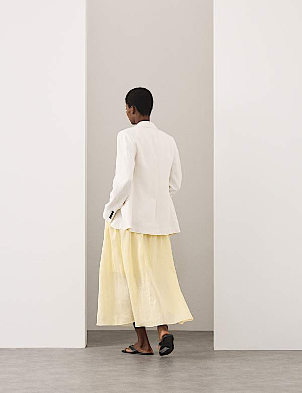 Maxi-Trapezrock aus reinem Ramie mit Biesen - DE