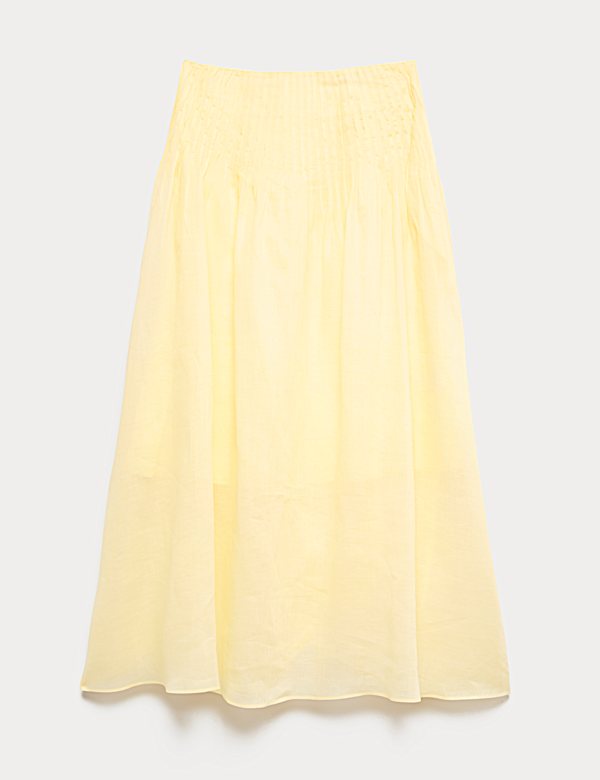 Maxi-Trapezrock aus reinem Ramie mit Biesen - DE