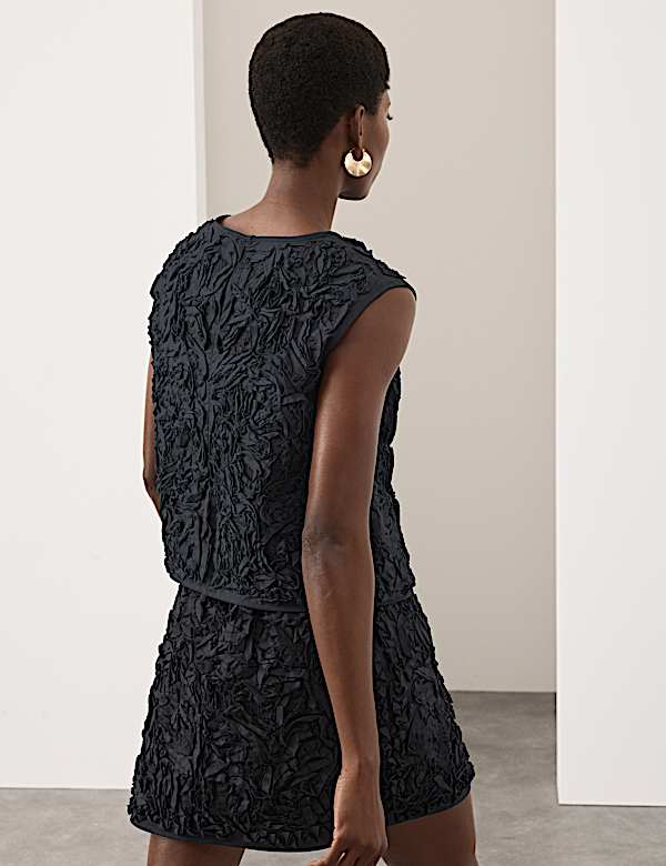 Strukturierter Mini-Glockenrock in A-Linie aus reiner Baumwolle - AT