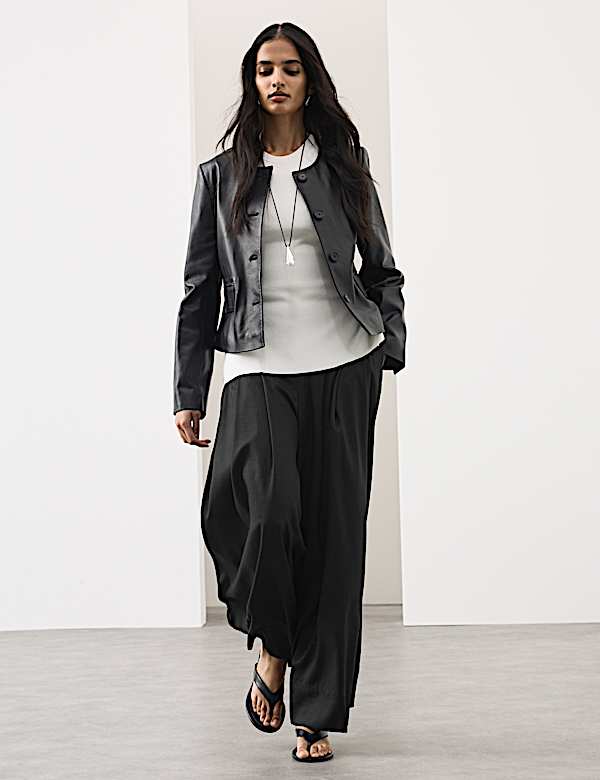 Lyocell Rich Wide Leg Trousers With Wool - DK