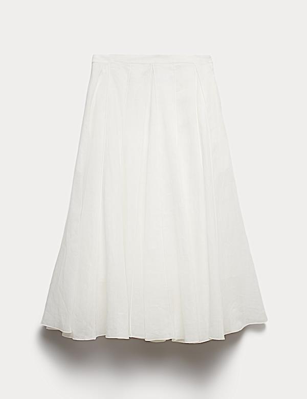 Pure Ramie Godet Midi Skirt - HU