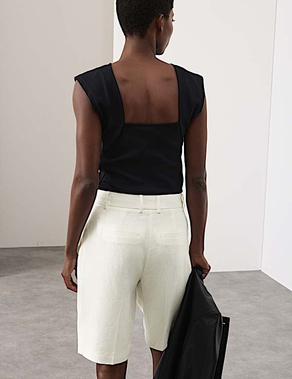 Pure Linen Tailored Shorts - US