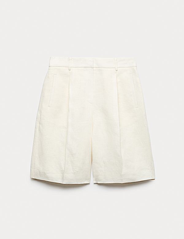 Pure Linen Tailored Shorts - US