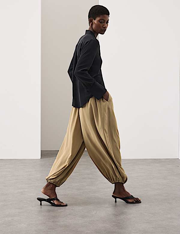Pure Silk Balloon Trousers - US