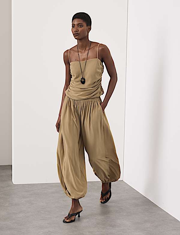 Pure Silk Balloon Trousers - US