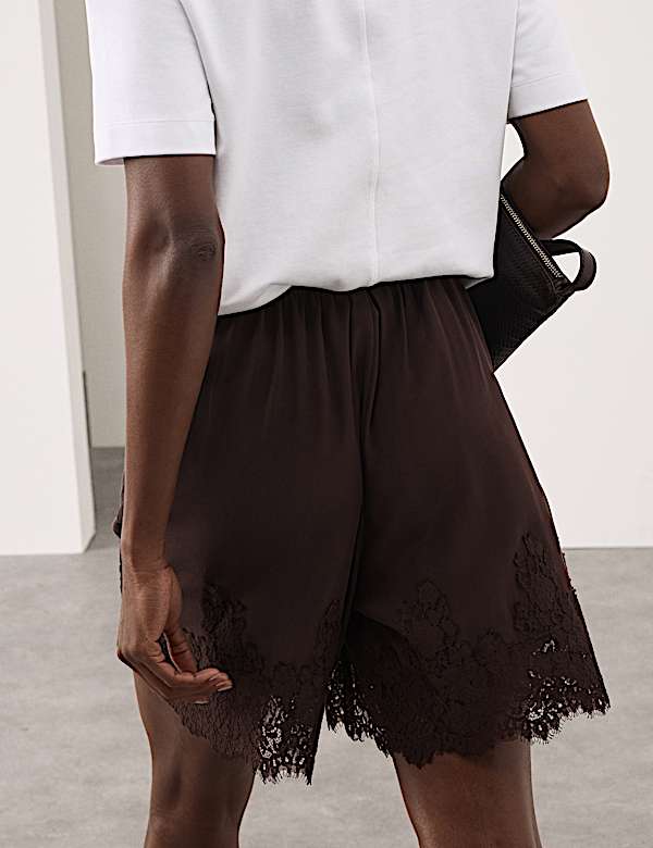 Pure Silk Lace High Waisted Shorts - AU