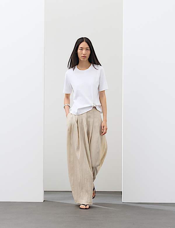 Pantalon palazzo pliss&eacute; en Lyocell - CA