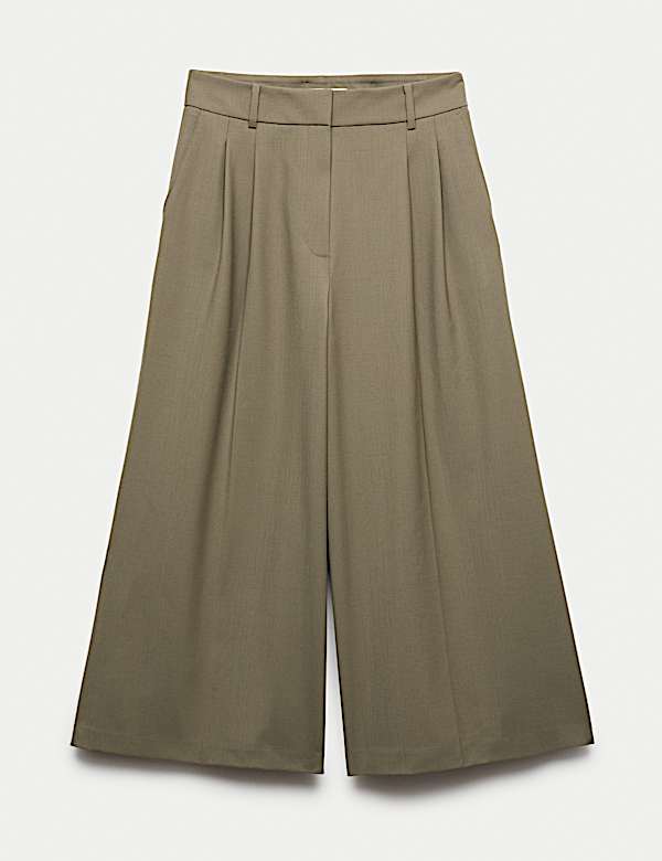 Wool Blend Tailored Wide Leg Culottes - US
