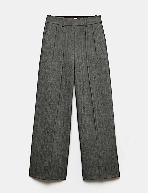 Pantalon coupe large 100 % laine &agrave; chevrons - CH
