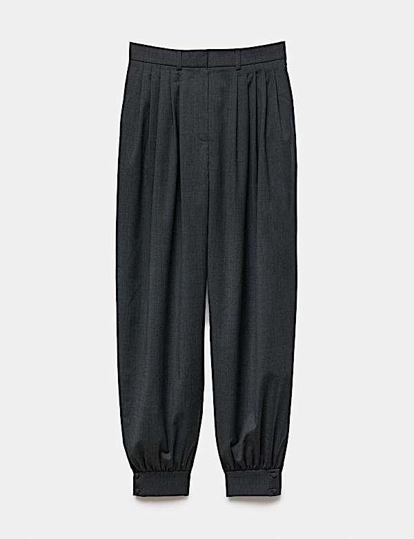 Wool Blend Tailored Balloon Trousers - UA