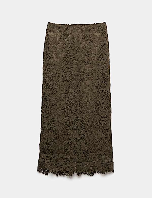 Lace Split Back Maxi Straight Skirt - JO