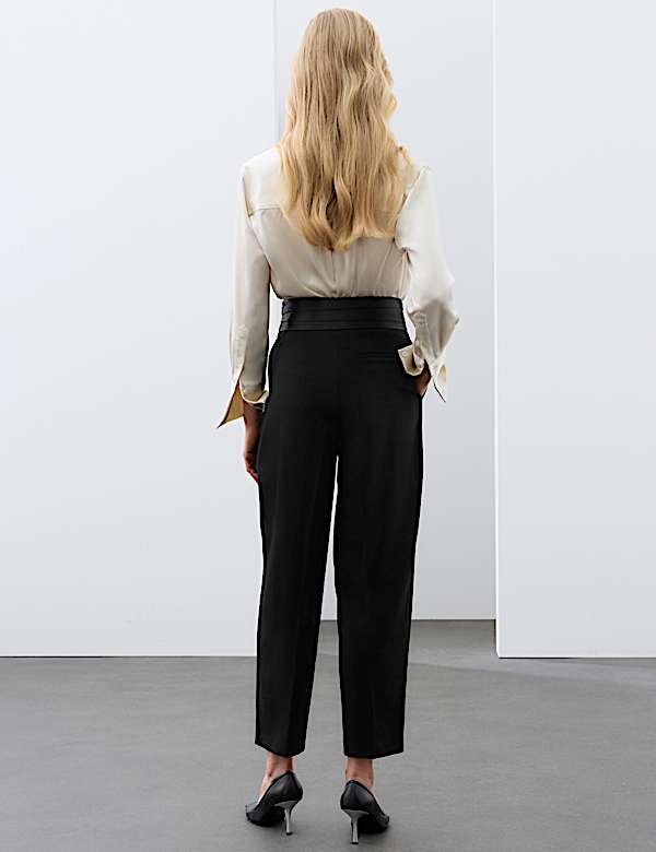 Tuxedo Satin Trim Tapered Ankle Grazer Trousers - MX