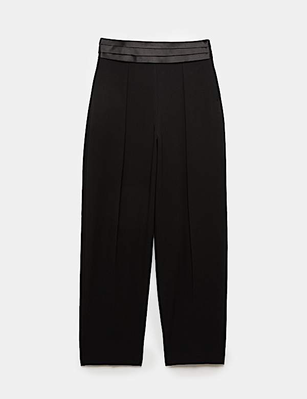 Tuxedo Satin Trim Tapered Ankle Grazer Trousers - MX