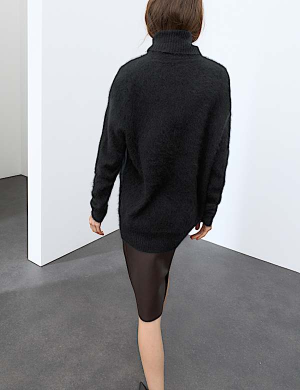 Pure Wool Brushed Roll Neck Jumper - US
