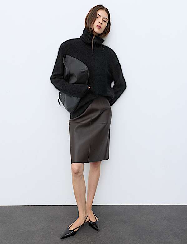 Pure Wool Brushed Roll Neck Jumper - US