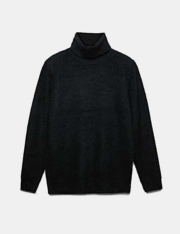 Pure Wool Brushed Roll Neck Jumper - US