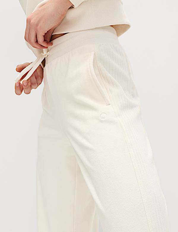 Velour High Waisted Wide Leg Joggers - AL