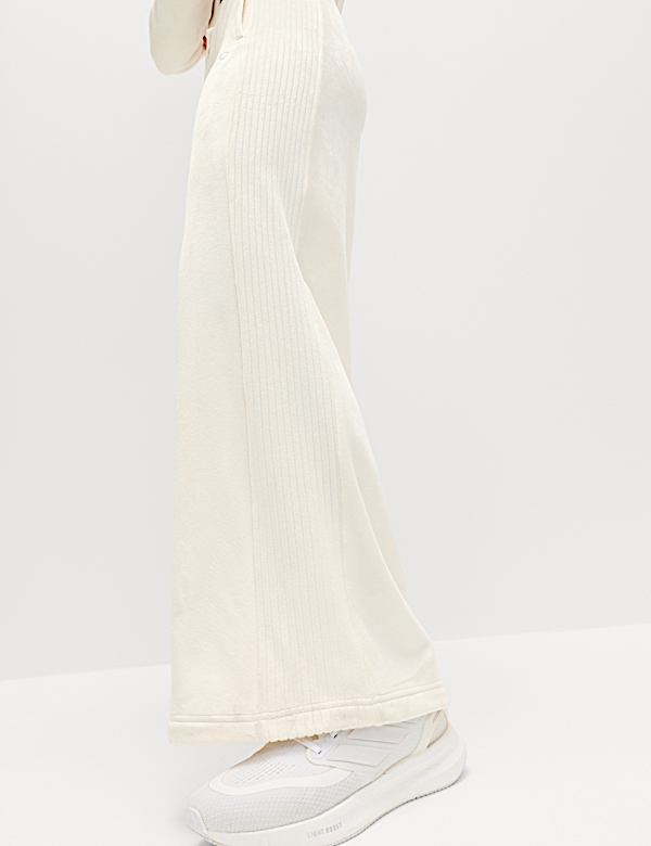 Velour High Waisted Wide Leg Joggers - AL