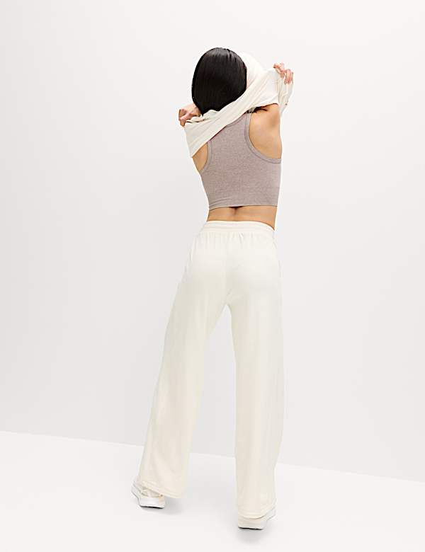 Velour High Waisted Wide Leg Joggers - AL