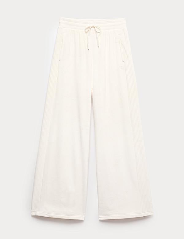 Velour High Waisted Wide Leg Joggers - AL