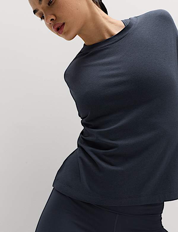 Licht boxy T-shirt van modal katoenmix - BE