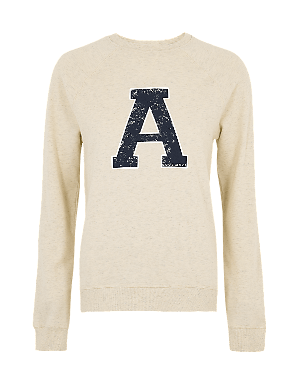 Pure Cotton Printed Crew Neck Sweatshirt