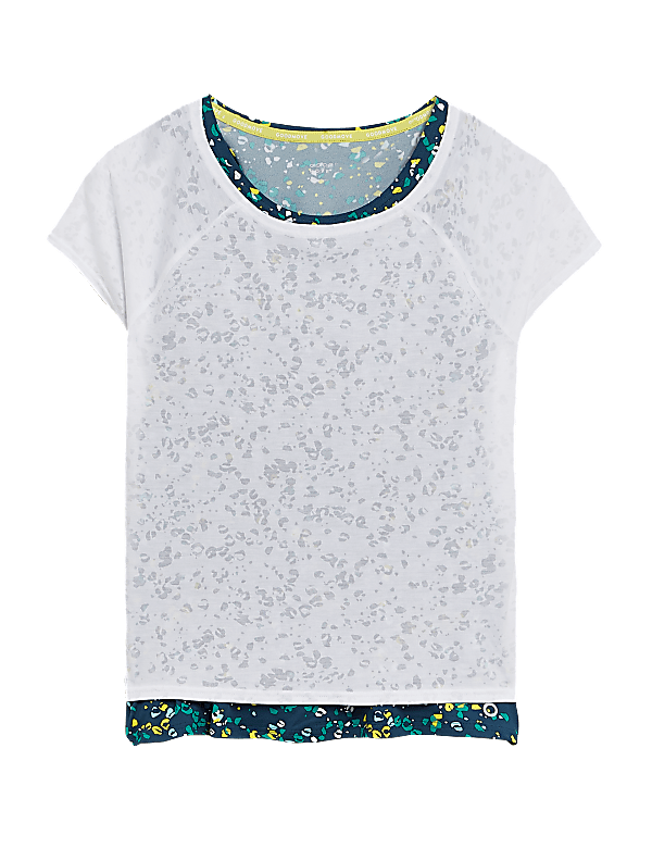 Printed Scoop Neck Double Layer T-Shirt