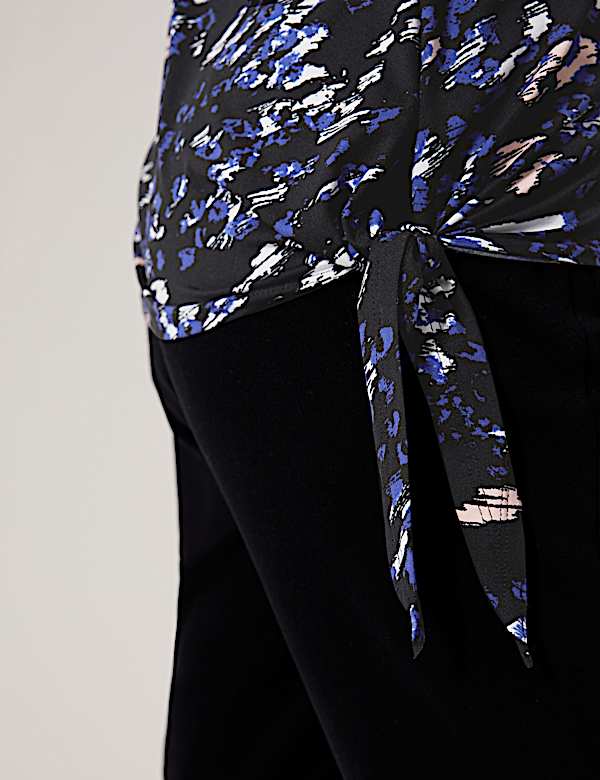 Printed V-Neck Tie Side Yoga Top