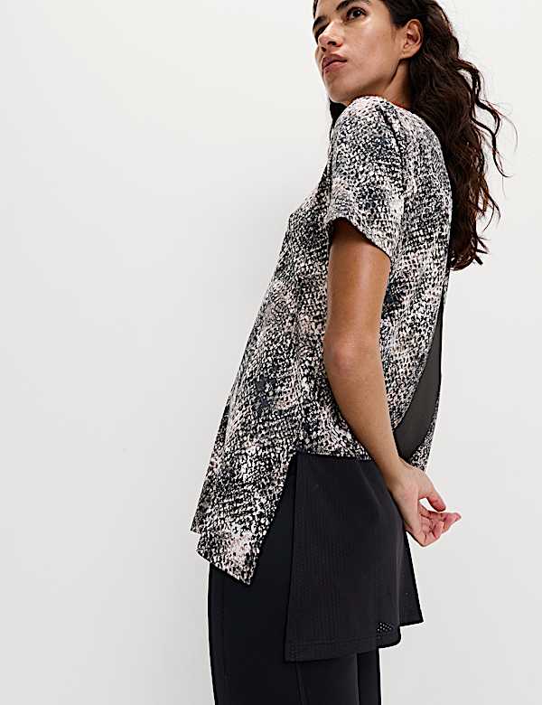 Scoop Neck Mesh Back T-Shirt - HU