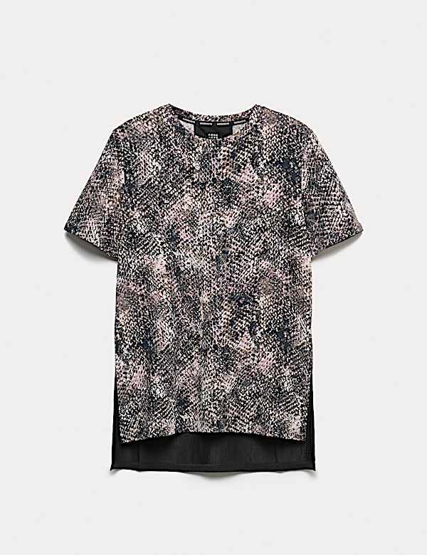 Scoop Neck Mesh Back T-Shirt - HU