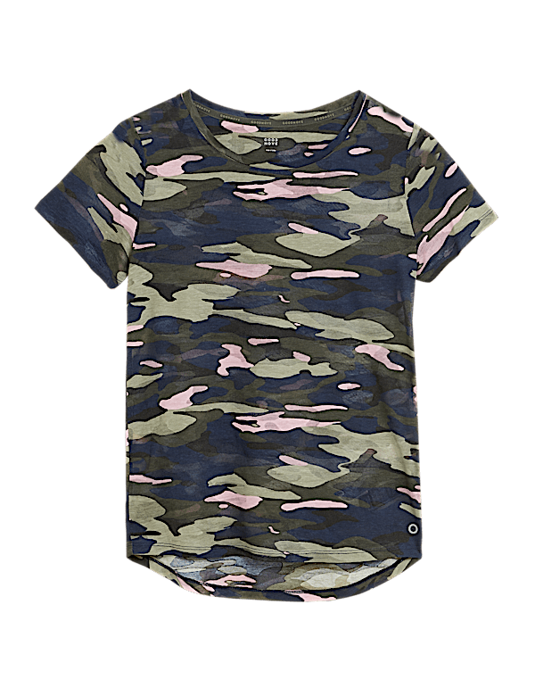 Lightweight Printed Scoop Neck T-Shirt