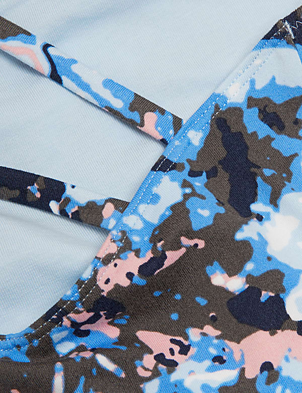 Printed Cross Back Cropped Top