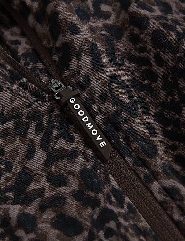 Printed Funnel Neck Half Zip Running Top