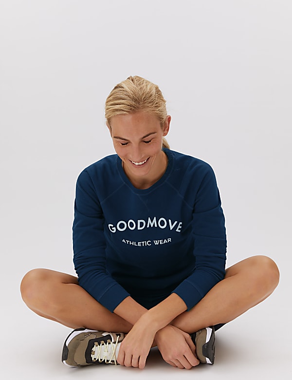 Pure Cotton Slogan Crew Neck Sweatshirt