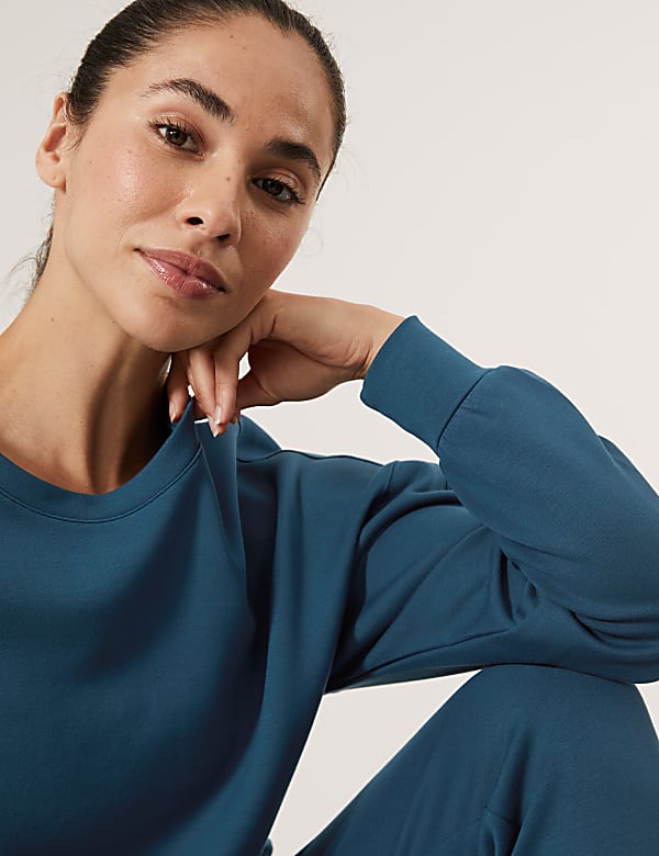 Crew Neck Long Sleeve Cropped Sweatshirt