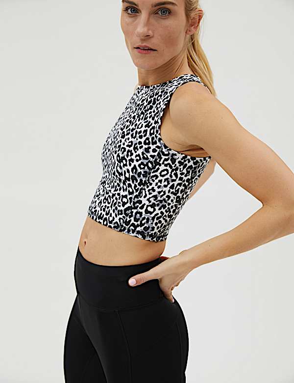 Printed Scoop Neck Cropped Vest Top '