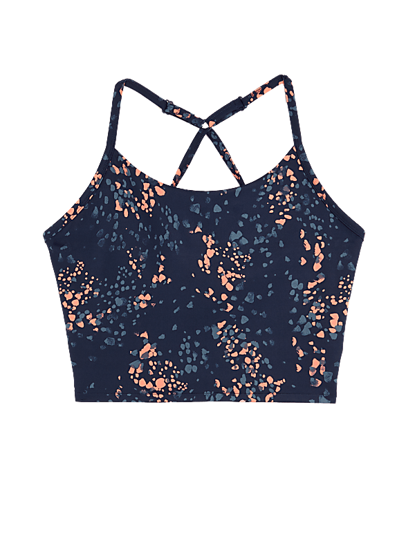 Printed Strappy Cross Back Crop Top
