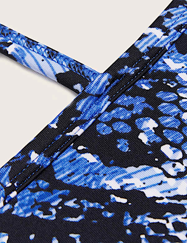 Printed Strappy Cross Back Crop Top