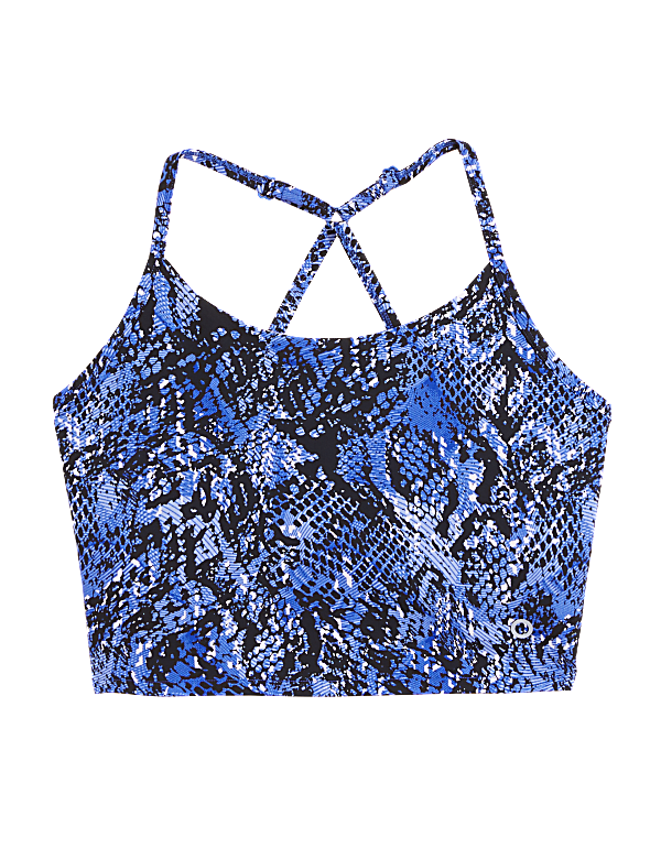 Printed Strappy Cross Back Crop Top