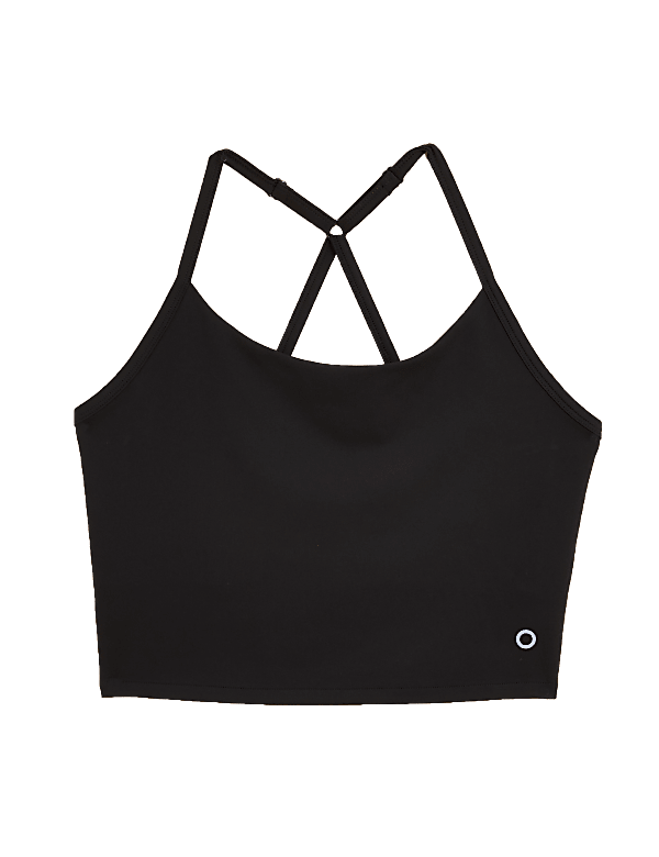 Scoop Neck Cross Back Strappy Crop Top