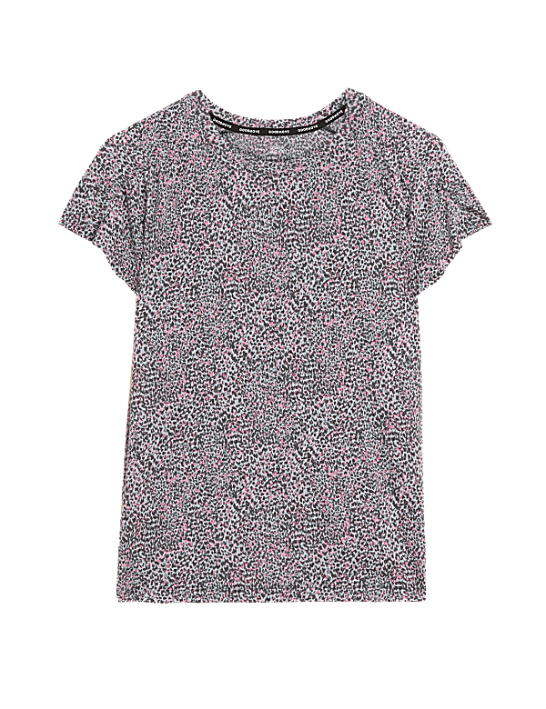 Printed Scoop Neck Short Sleeve Yoga Top