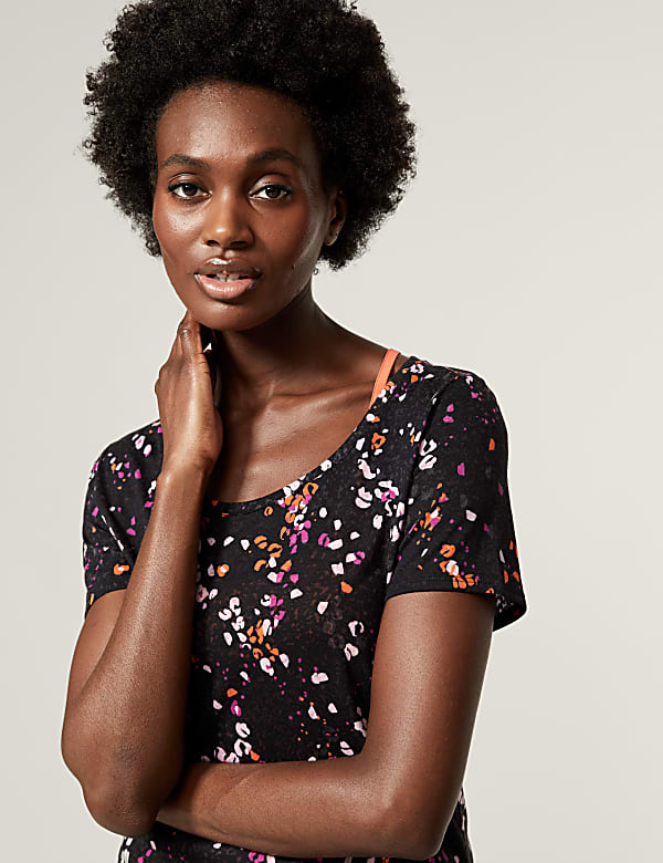 Printed Scoop Neck 2-in-1 T-Shirt
