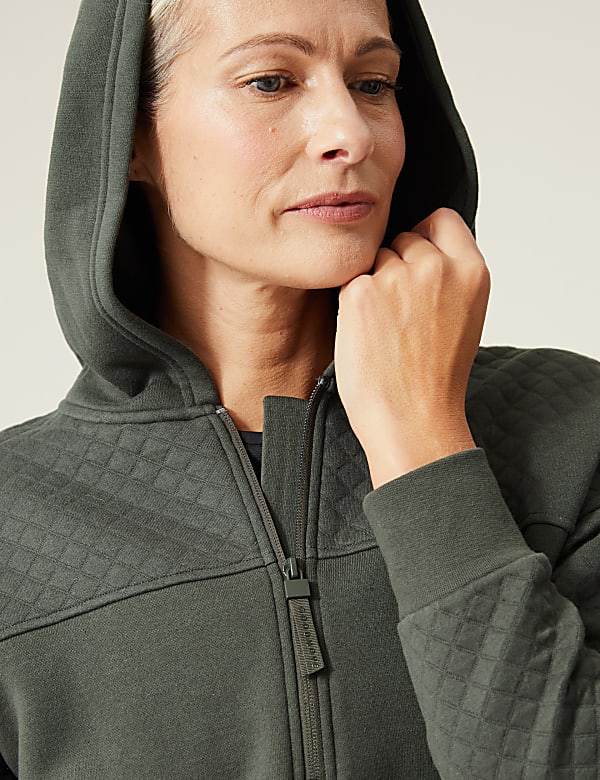 Cotton Rich Quilted Half Zip Hoodie - GR