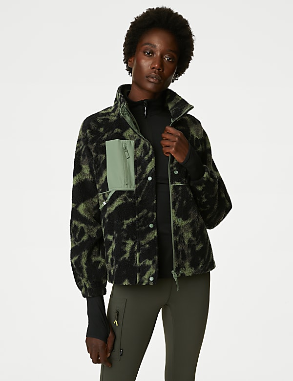 Borg Printed Fleece Cropped Jacket