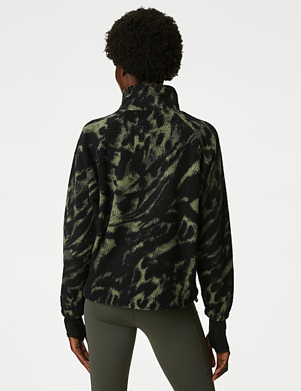 Borg Printed Fleece Cropped Jacket