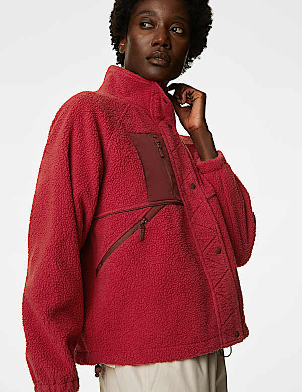Borg Zip Up Fleece Cropped Jacket