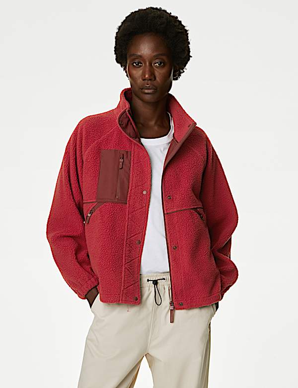 Borg Zip Up Fleece Cropped Jacket