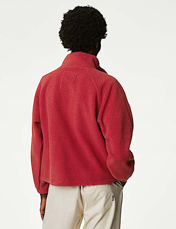 Borg Zip Up Fleece Cropped Jacket